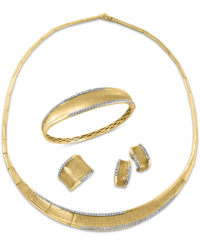 EFFY Collection D'Oro by EFFY® Diamond Wide Band, Hoop Earrings, Necklace