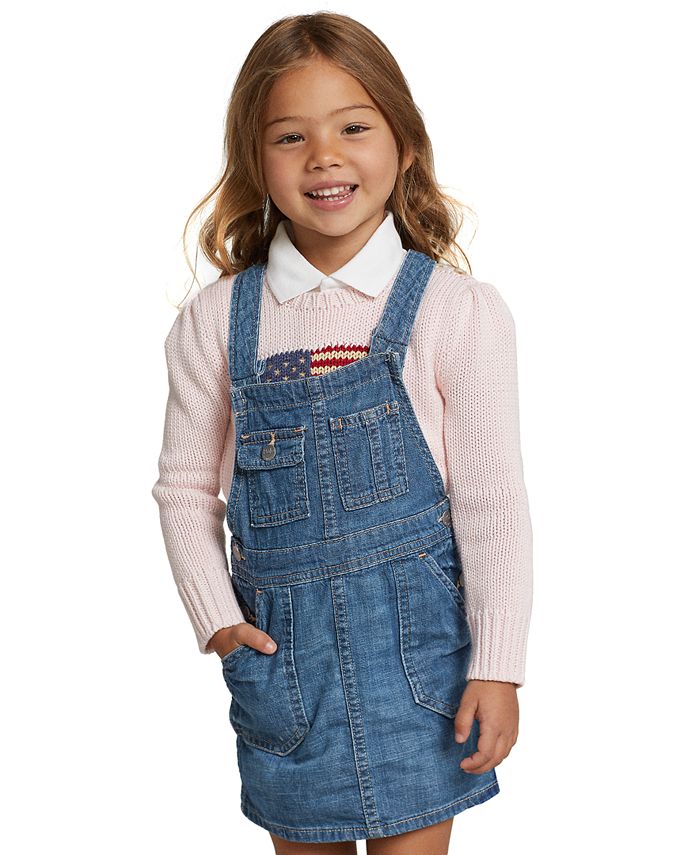 Polo Ralph Lauren Little Girls and Toddler Girls Cotton Denim Overall Dress  - Macy's