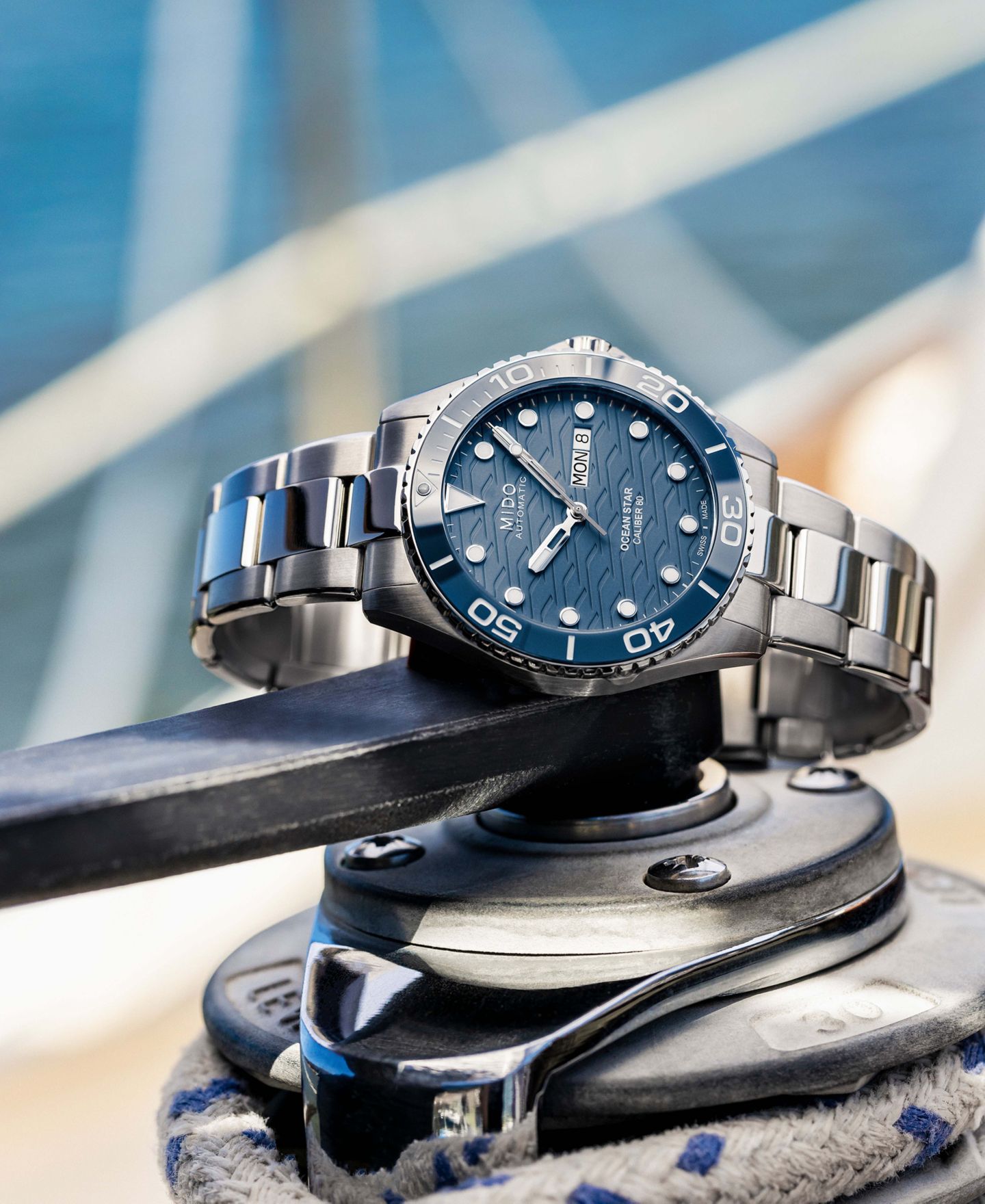 Мужские часы Mido Swiss Automatic Ocean Star Stainless Steel Bracelet Watch 43mm — фото 3