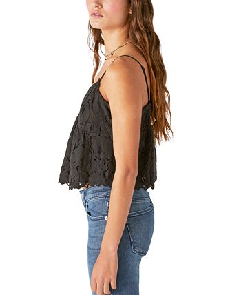 Lucky Brand Women's Lace Sweetheart-Neck Camisole Top - Macy's