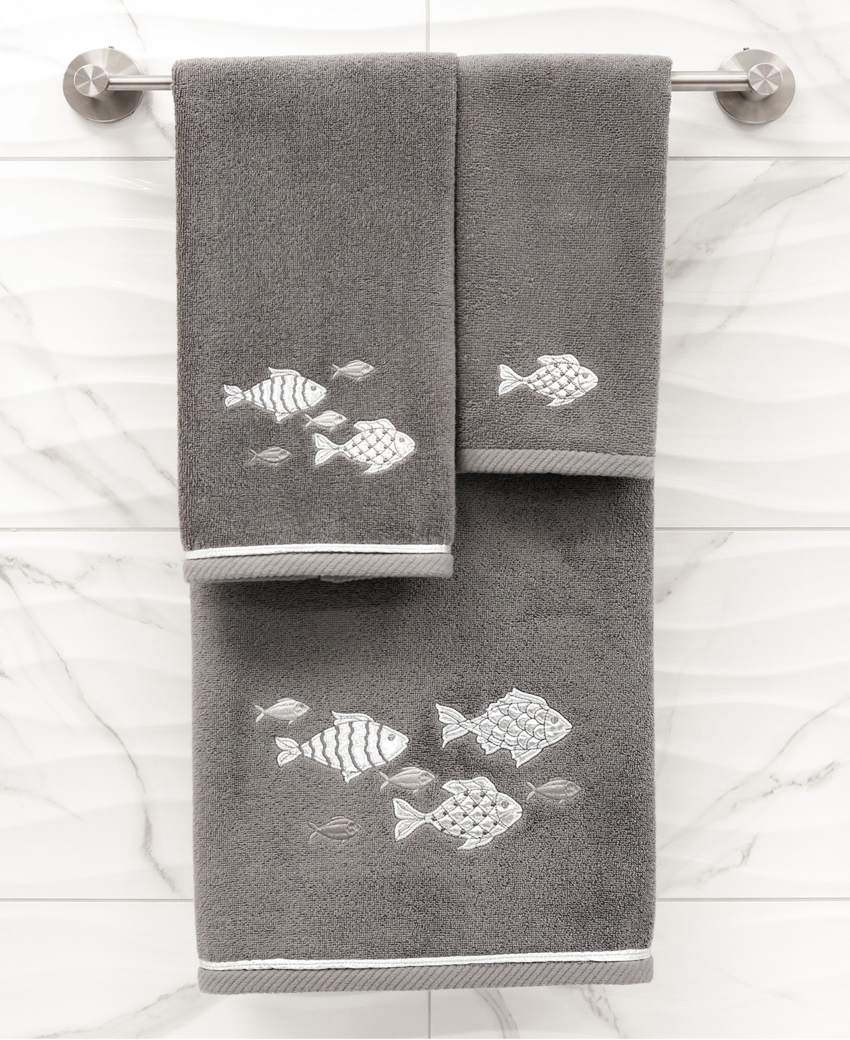 Linum Home Turkish Cotton Figi Embellished 2-Pc. Fingertip Towel Set