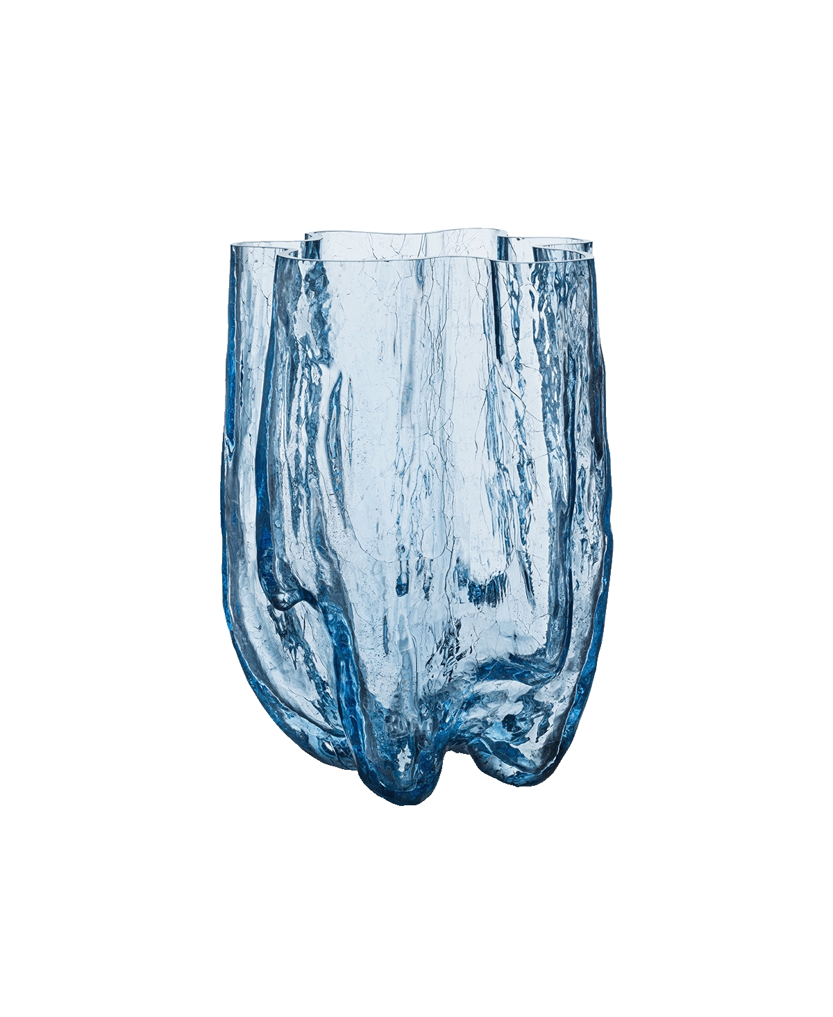 Kosta Boda Crackle Xl Circular Vase In Blue