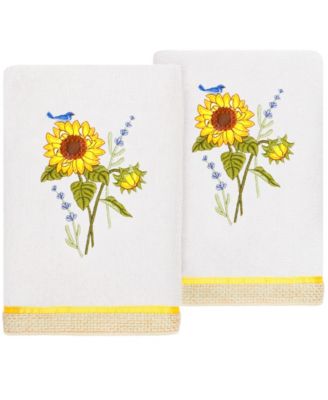Turkish Cotton Girasol Embellished 2-Pc. Hand Towel Set