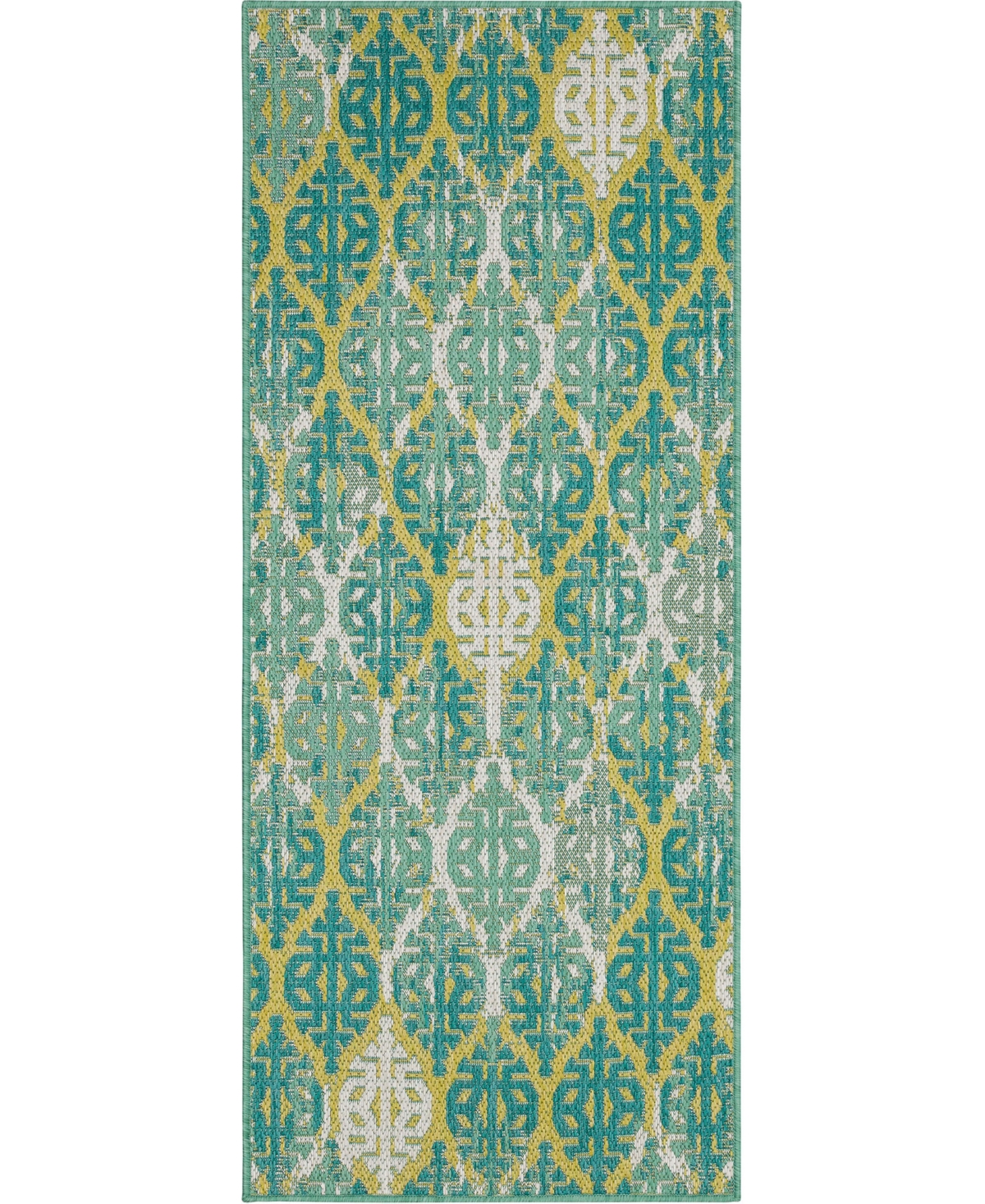 Mohawk Malibu Outdoor Stamped Ikat 2'5" X 6' Area Rug In Teal