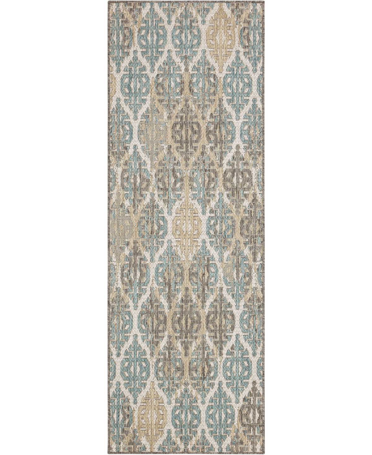 Mohawk Malibu Outdoor Stamped Ikat 2'5" X 6' Area Rug In Silver