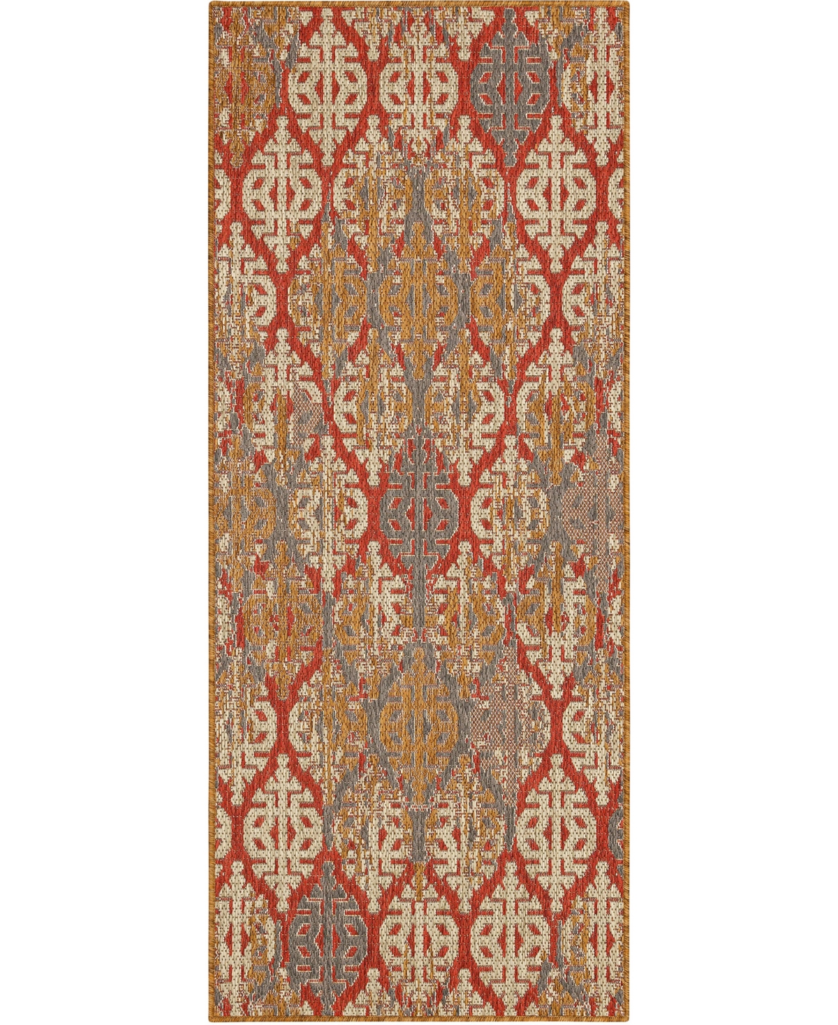 Mohawk Malibu Outdoor Stamped Ikat 2'5" X 6' Area Rug In Red