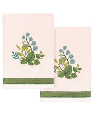Turkish Cotton Botanica Embellished 2-Pc. Hand Towel Set