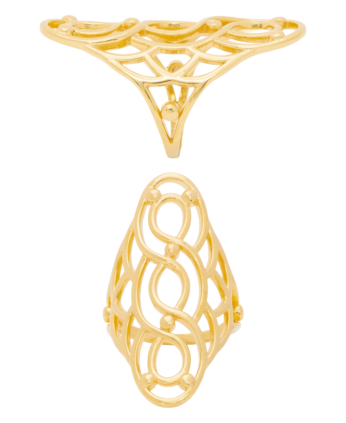 Macy's Gold Plated Shiny Polished Swirl Oval Open Design Ring - Gold-Plated