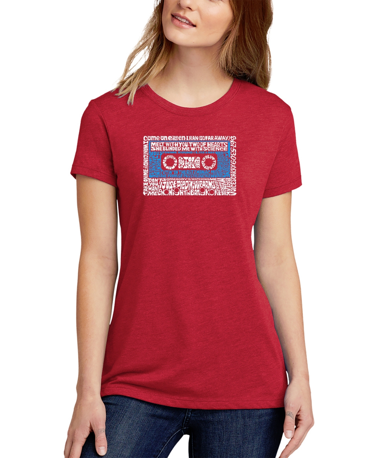 La Pop Art Women's Premium Blend 80s One Hit Wonders Word Art T-shirt