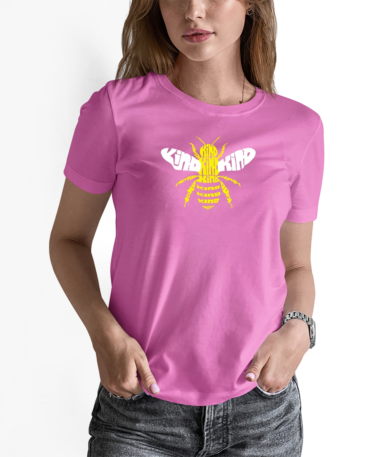 La Pop Art Women's Bee Kind Word Art T-shirt