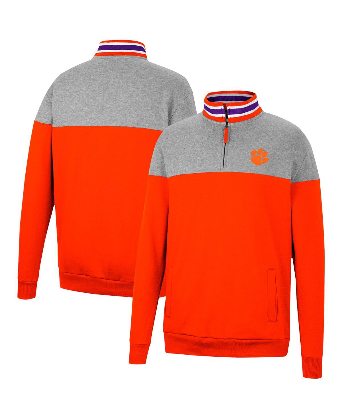 Colosseum Men's  Heathered Gray, Orange Oklahoma State Cowboys Be The Ball Quarter-zip Top In Heathered Gray,orange