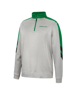 Men's Gray and Green Oregon Ducks Bushwood Fleece Quarter-Zip Jacket