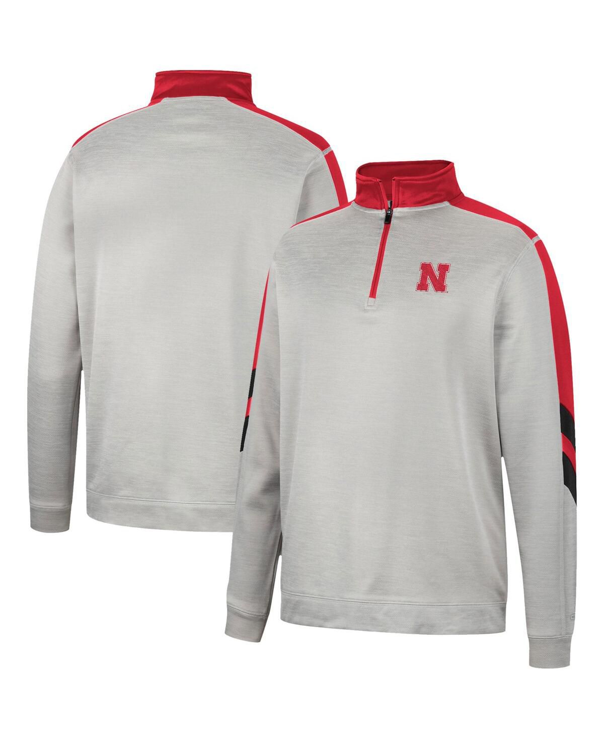 Мужская серо-алая флисовая куртка Nebraska Huskers Bushwood с застежкой-молнией на четверть дюйма