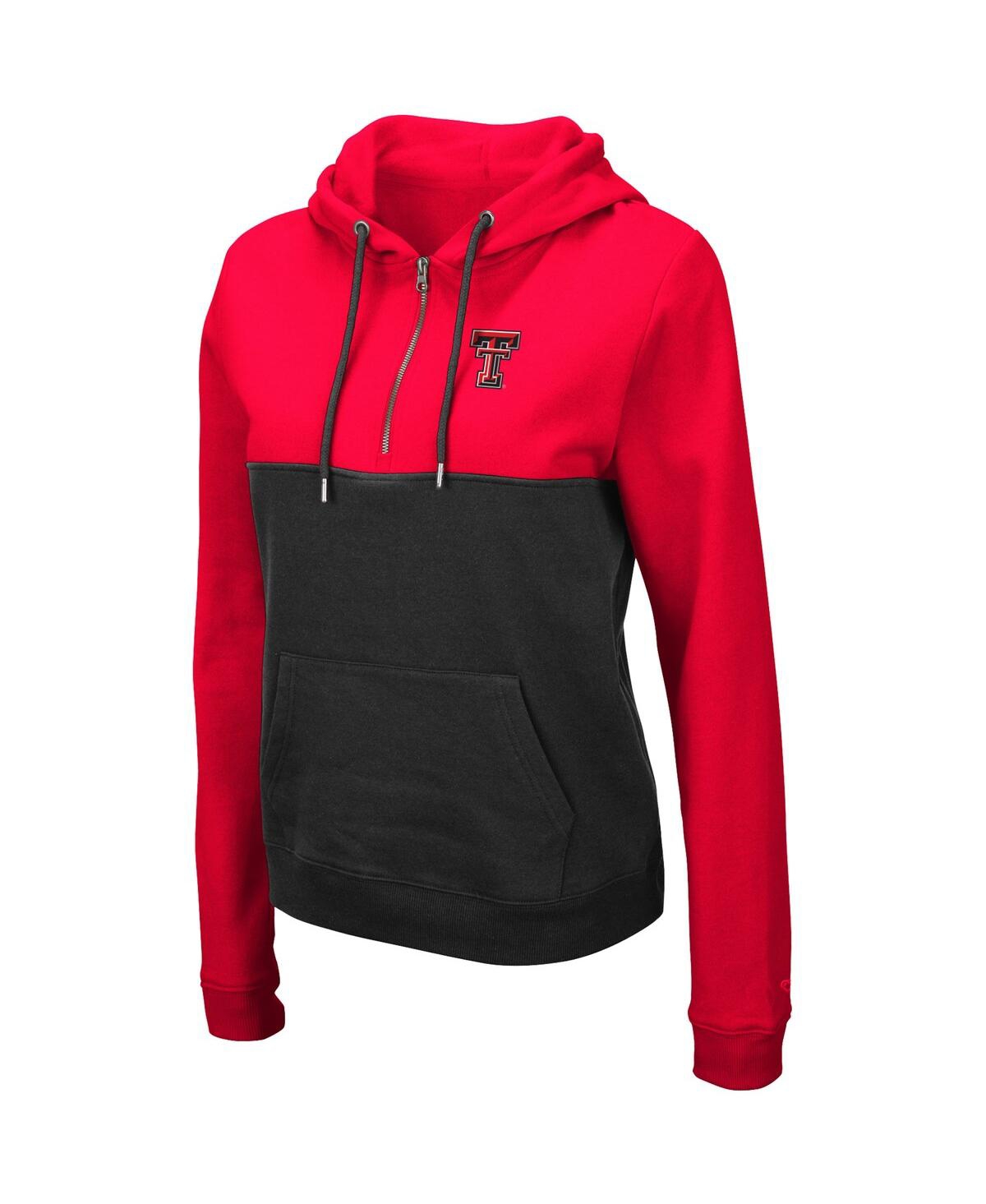Colosseum Women's  Red, Black Texas Tech Red Raiders Aidan Lightweight 1/4-zip Hoodie In Red,black