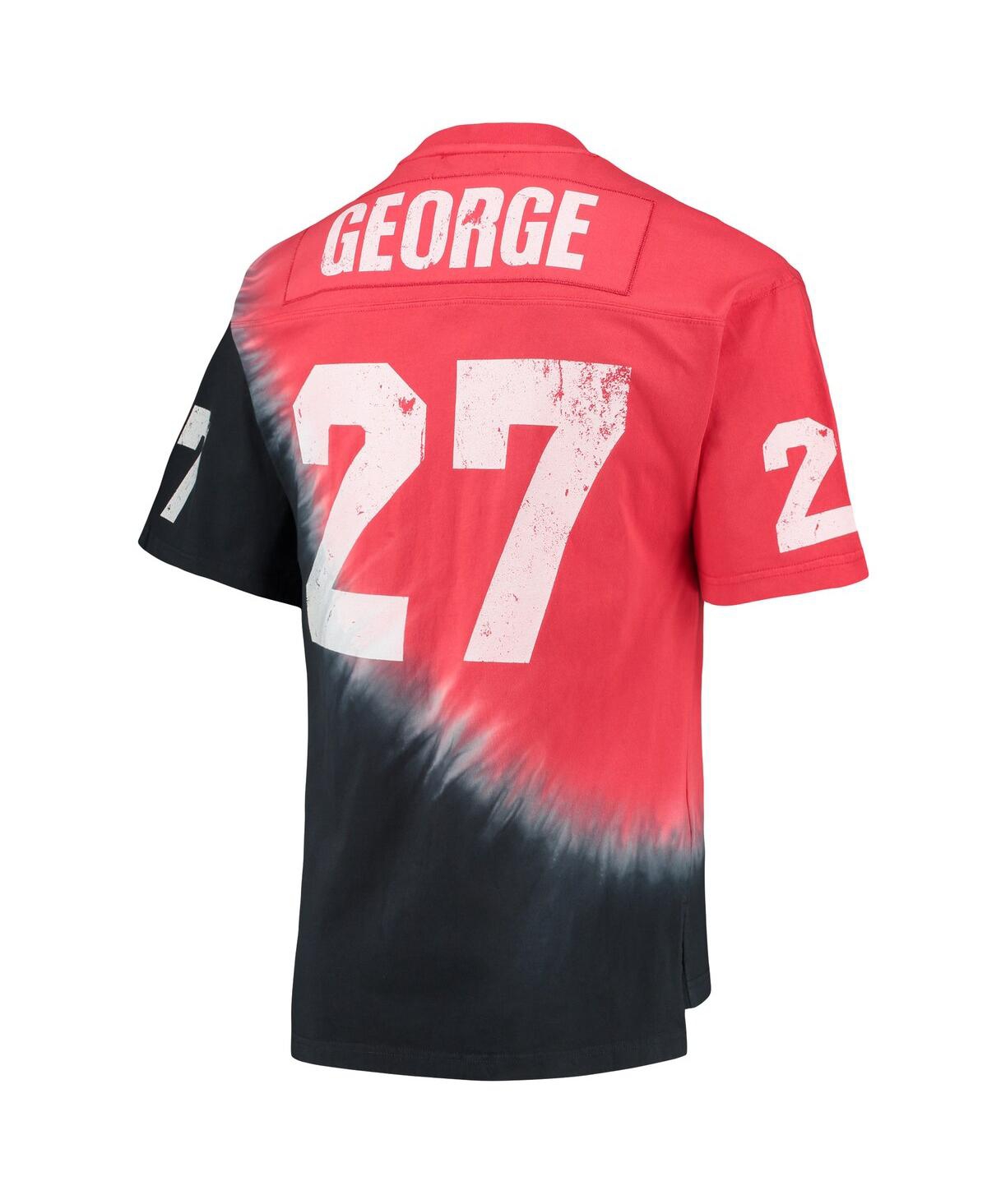 Mitchell & Ness Men's  Eddie George Black, Scarlet Ohio State Buckeyes Name And Number Tie-dye V-neck In Black,scarlet