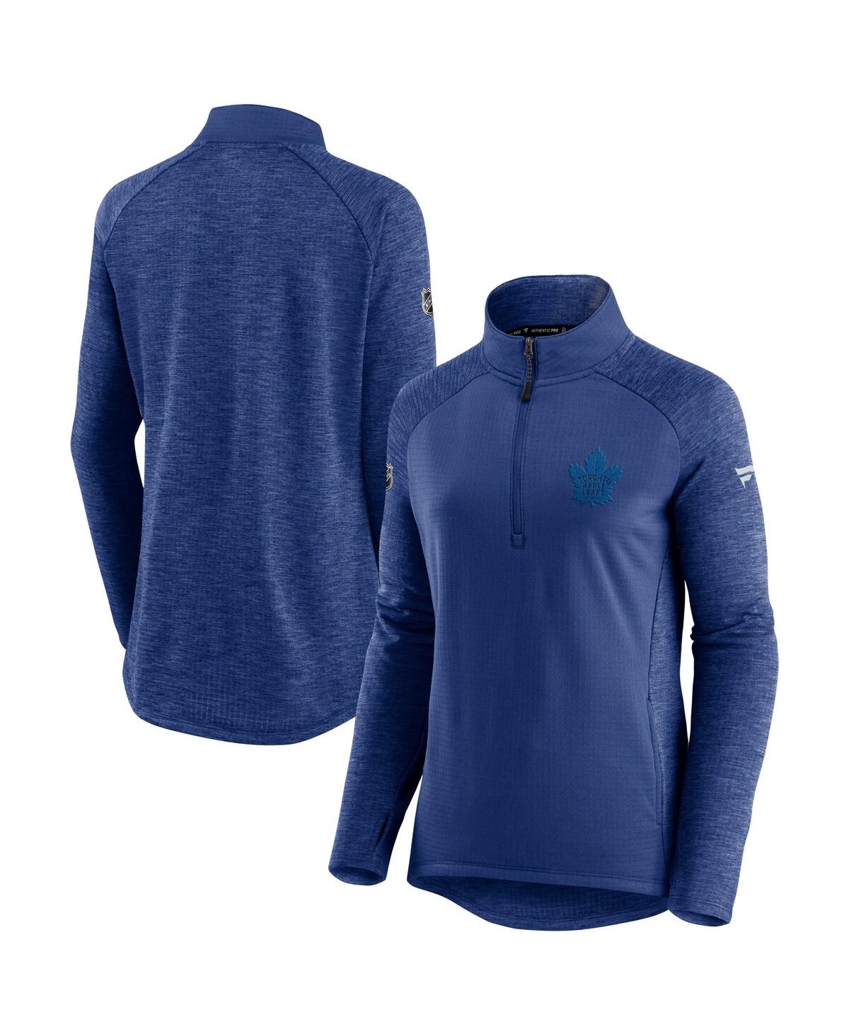 Fanatics Women's Blue And Heathered Blue Tampa Bay Lightning Logo Authentic Pro Travel And Training Raglan Qu In Blue,heathered Blue