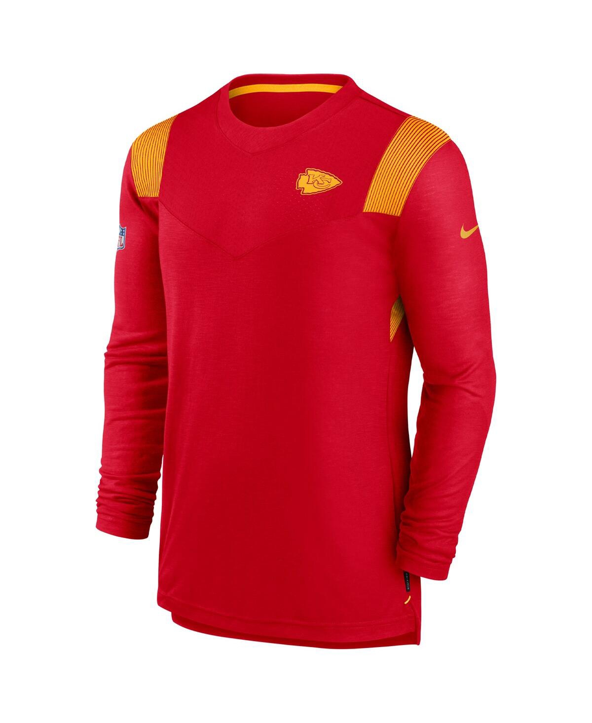Shop Nike Men's  Red Kansas City Chiefs Sideline Tonal Logo Performance Player Long Sleeve T-shirt