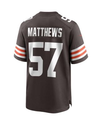 Men's Clay Matthews Brown Cleveland Browns Game Retired Player Jersey