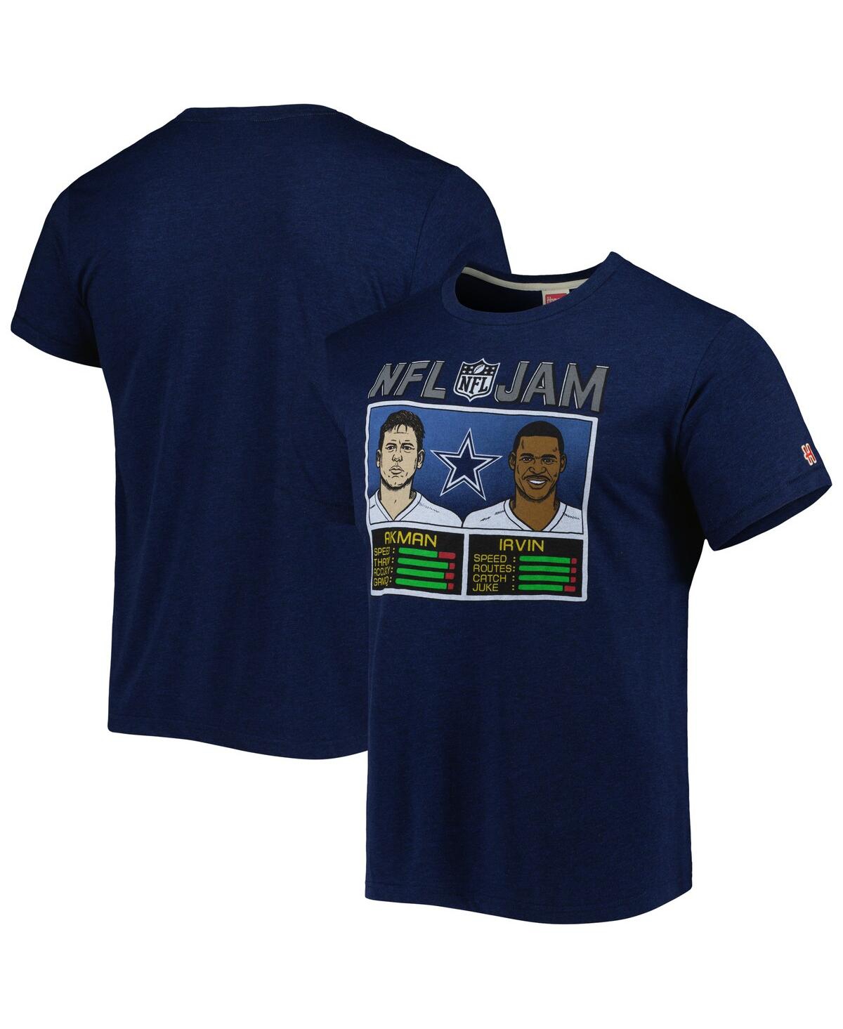 Men's Homage Michael Irvin and Troy Aikman Heathered Navy Dallas Cowboys Nfl Retired Jam Tri-Blend T-shirt - Heathered Navy