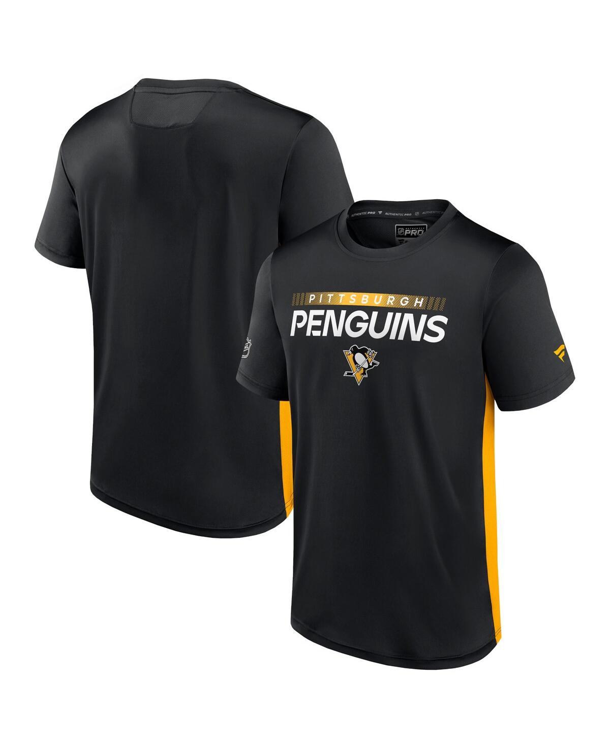 Shop Fanatics Men's  Black, Gold Pittsburgh Penguins Authentic Pro Rink Tech T-shirt In Black,gold