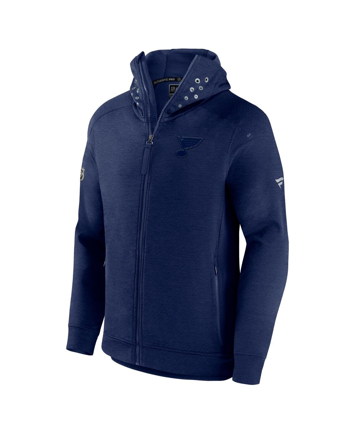 Men's Fanatics HeatherSt. Louis Blues Authentic Pro Road Tech Full-Zip Hoodie Jacket - Navy