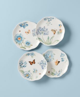 Butterfly Meadow Blue Assorted Dessert Plates, Set of 4