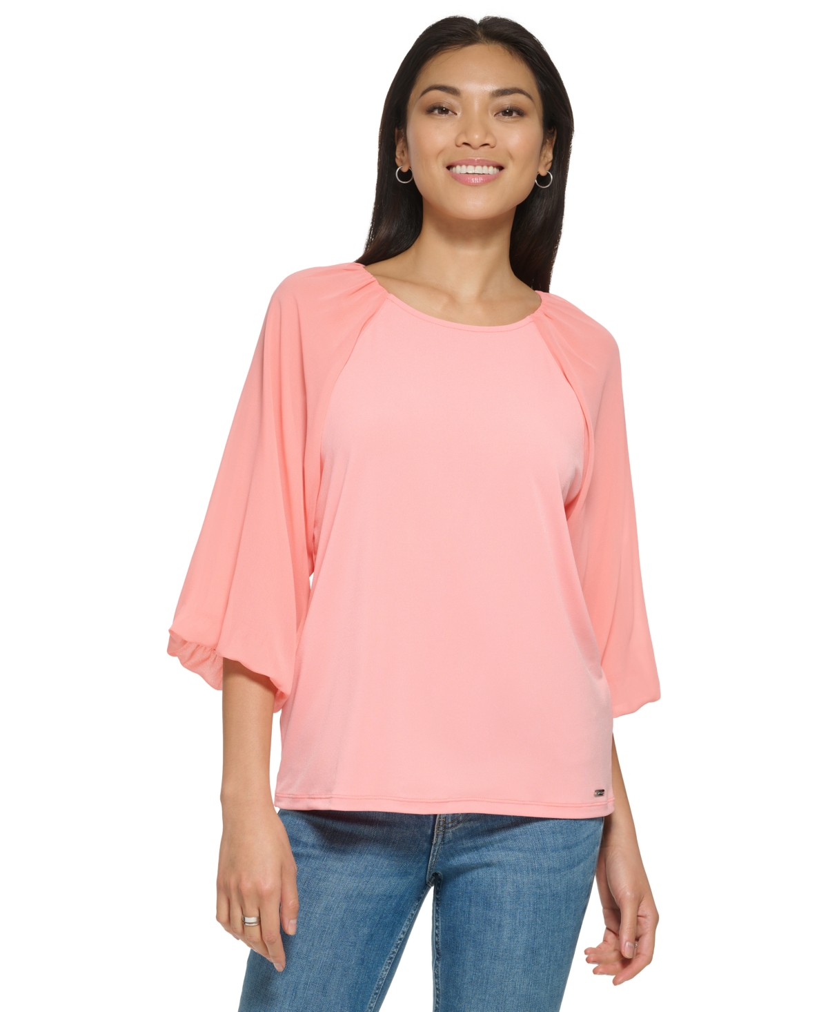 Calvin Klein 3/4 Chiffon Sleeve Blouse