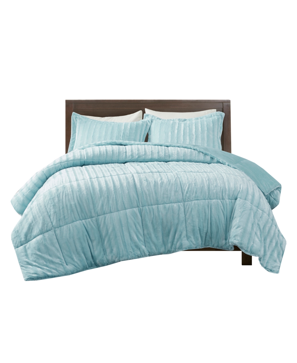 Madison Park Duke Reversible Faux Fur 3-pc. Comforter Set, King/california King In Aqua