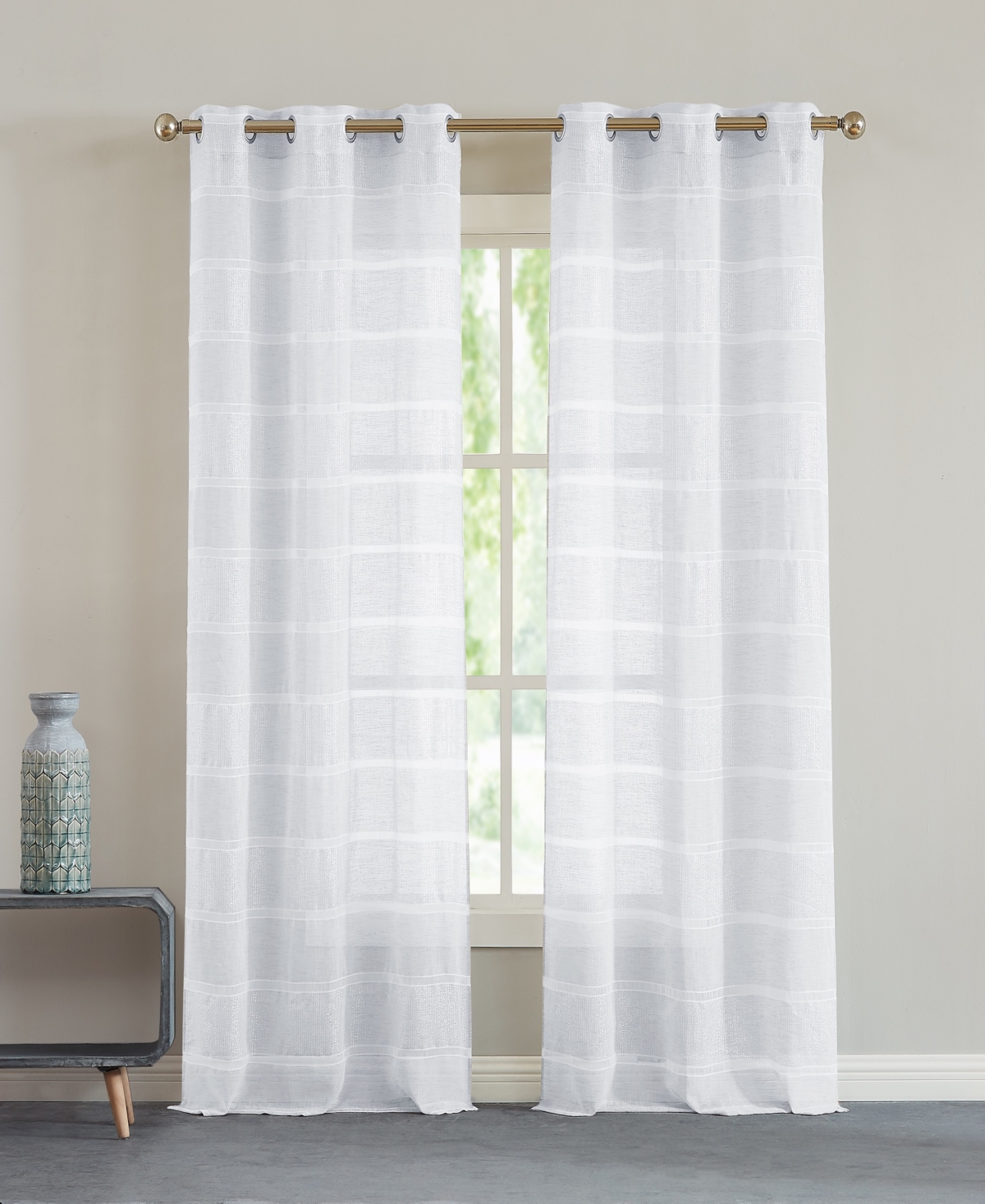 Dainty Home Lurex Stripe Window Panel Set, 76