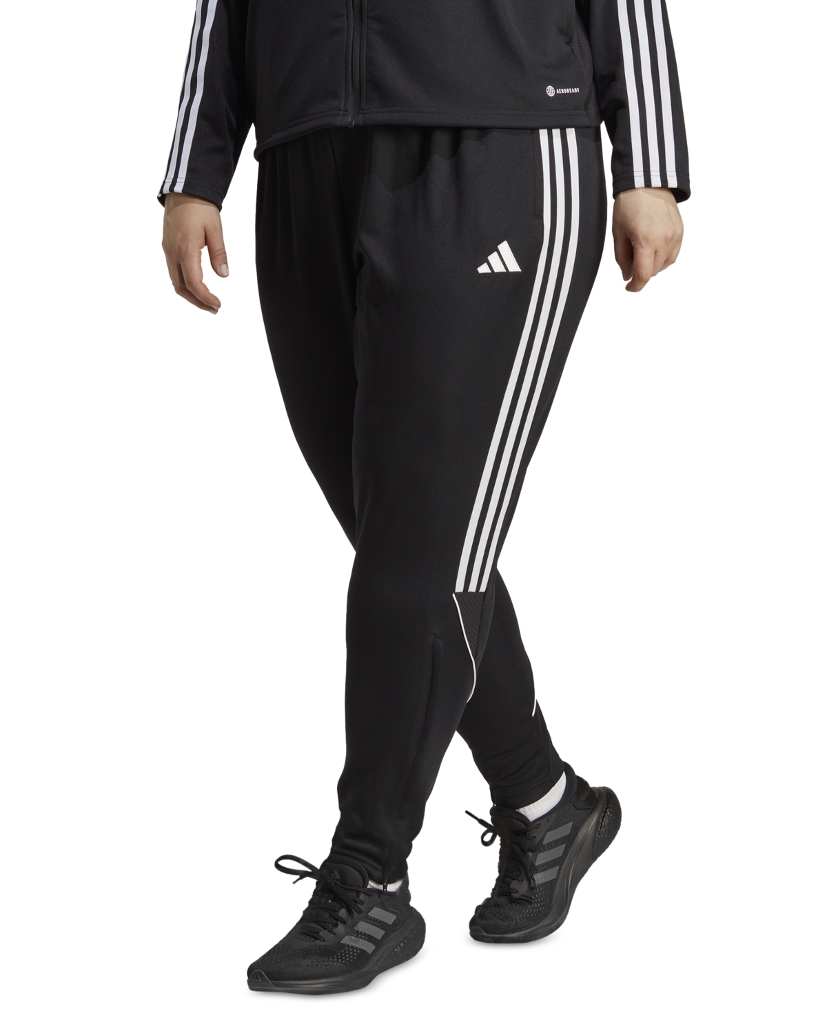 Adidas Originals Plus Size Tiro 23 League 3-stripes Track Pants In Black,white