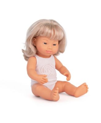 Miniland 15 Inch Doll With Down Syndrome - Anatomically Correct Blond Boy Doll