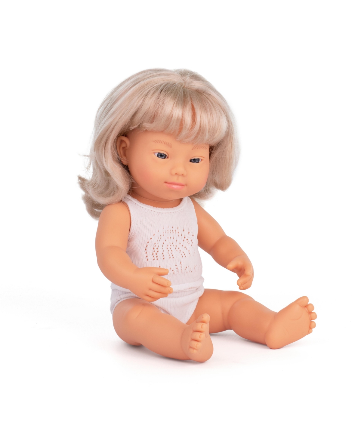 Miniland Kids' Baby Girl 15" Caucasian Blond Doll With Down Syndrome In Multicolor