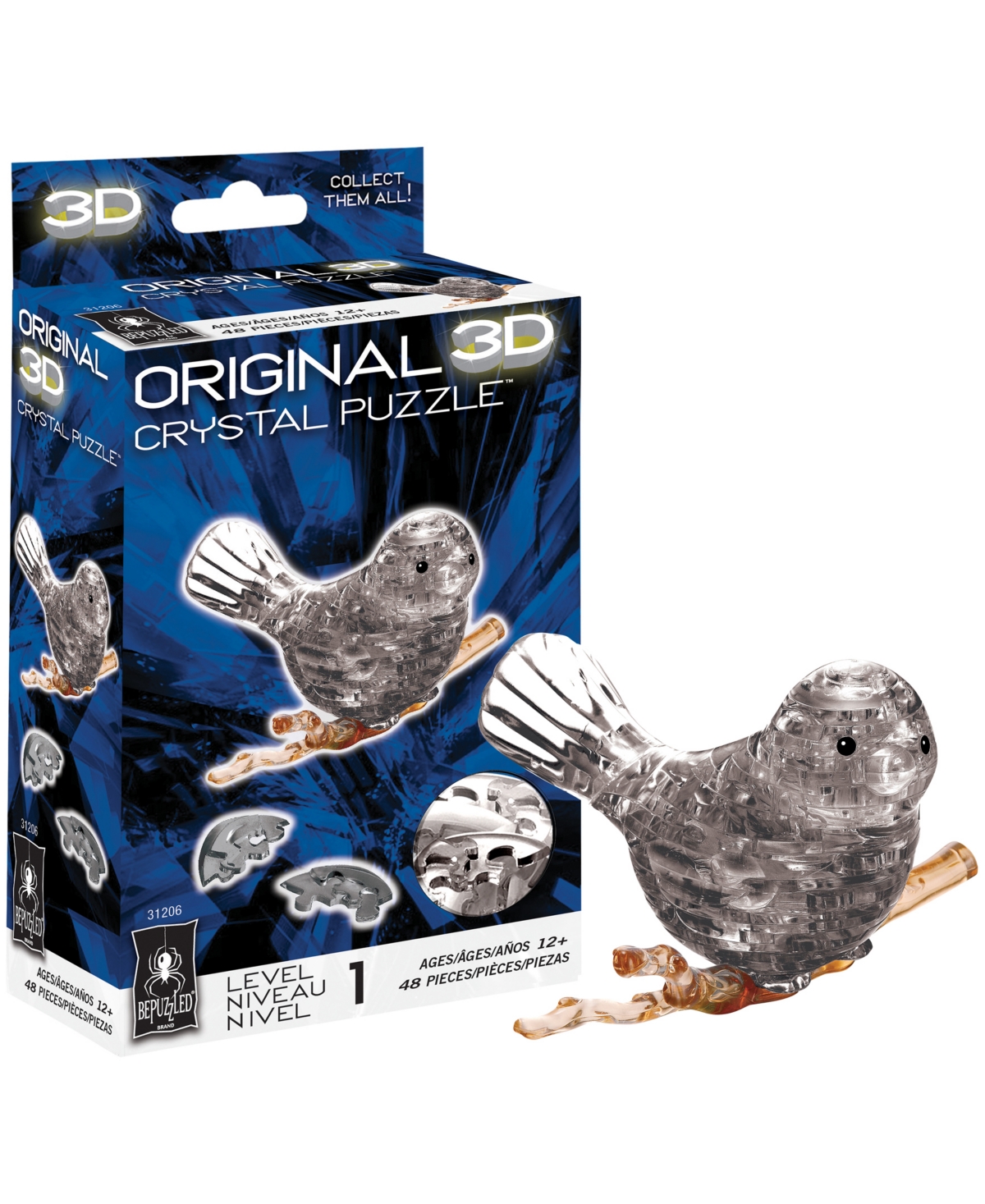 Shop Bepuzzled 3d Crystal Bird Puzzle Set, 48 Pieces In Multi Color
