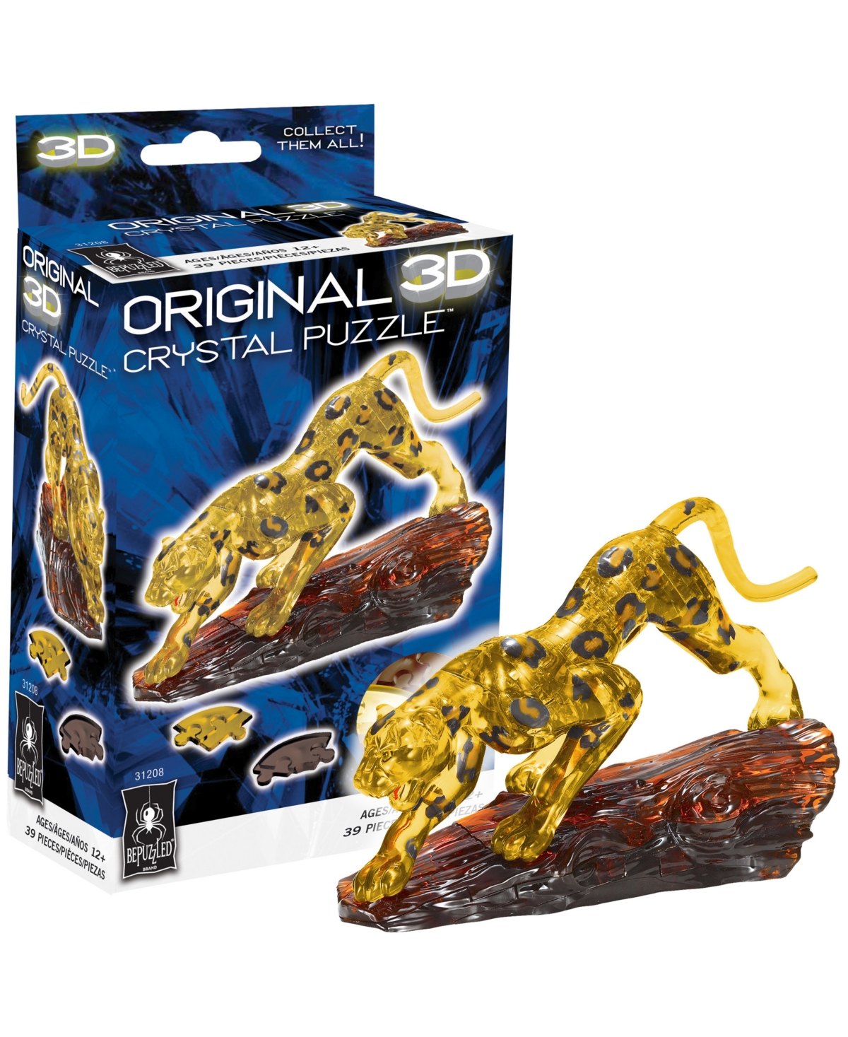 Shop Bepuzzled 3d Crystal Leopard Puzzle Set, 39 Pieces In Multi Color