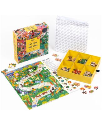 Cat Cafe Dog Park Double-Sided Jigsaw Puzzle Set, 502 Pieces