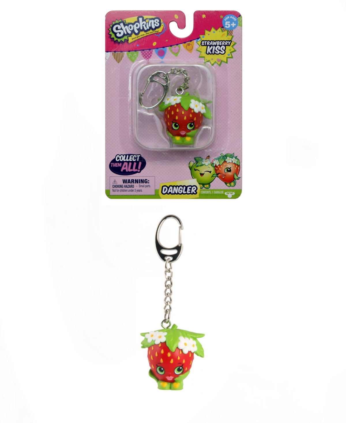 Shopkins Kids' Dangler Strawberry Kiss Single Pack Keychain In Multi Colored