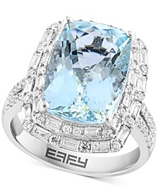 EFFY® Limited Edition Aquamarine (5-7/8 ct. t.w.) and Diamond (7/8 ct.t.w.) Halo Ring in 14k White Gold