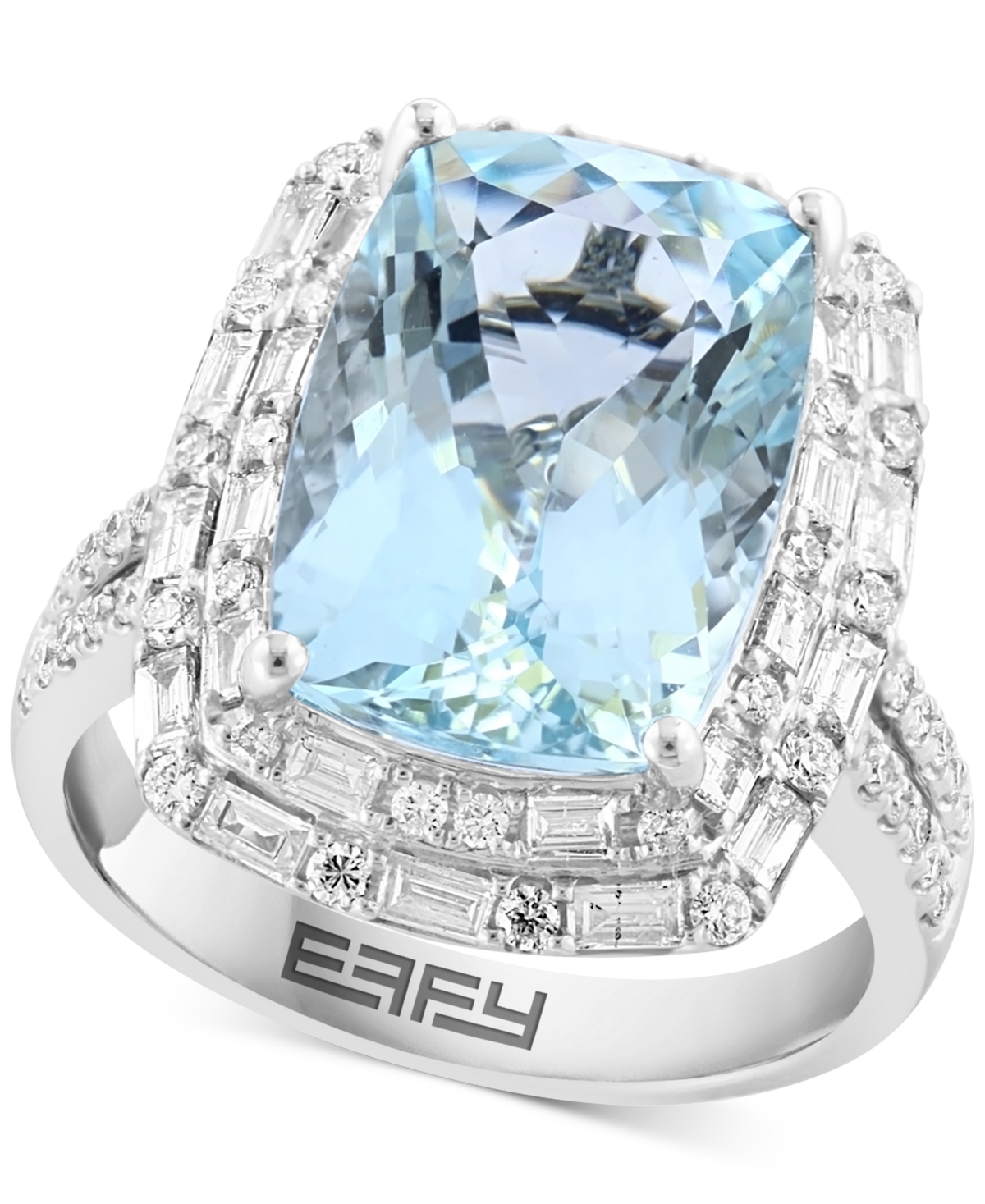 Effy Collection Effy Limited Edition Aquamarine (5-7/8 Ct. T.w.) And Diamond (7/8 Ct.t.w.) Halo Ring In 14k White Go