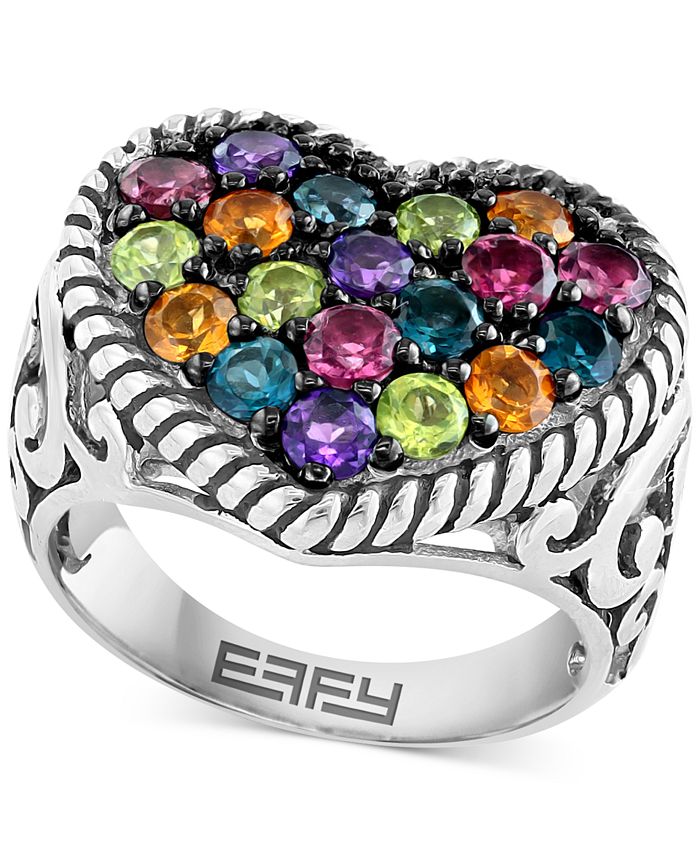 EFFY Collection EFFY® Multi-Gemstone Heart Cluster Statement Ring