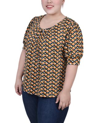 Plus Size Short Sleeve Balloon Sleeve Top