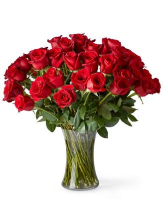 ProFlowers 50 Long Stem Red Roses Fresh Flower Bouquet Gift with Vase ...