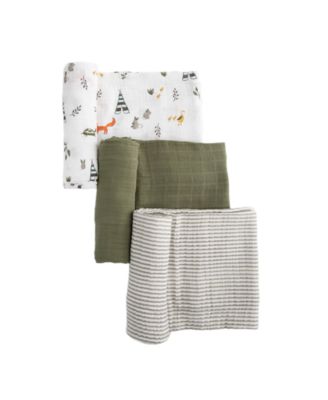 Little Unicorn Watercolor Roses Cotton Muslin 3-Pack Swaddle Blanket Set - Forest Friends 2 50$