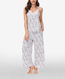 Women's Printed Lace Camisole with the Capri, 2 Piece Set