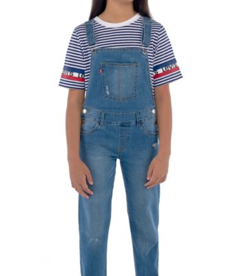 Levis Big Girls Adjustable Waistband Girlfriend Denim Overalls - 452 C SKY 60$