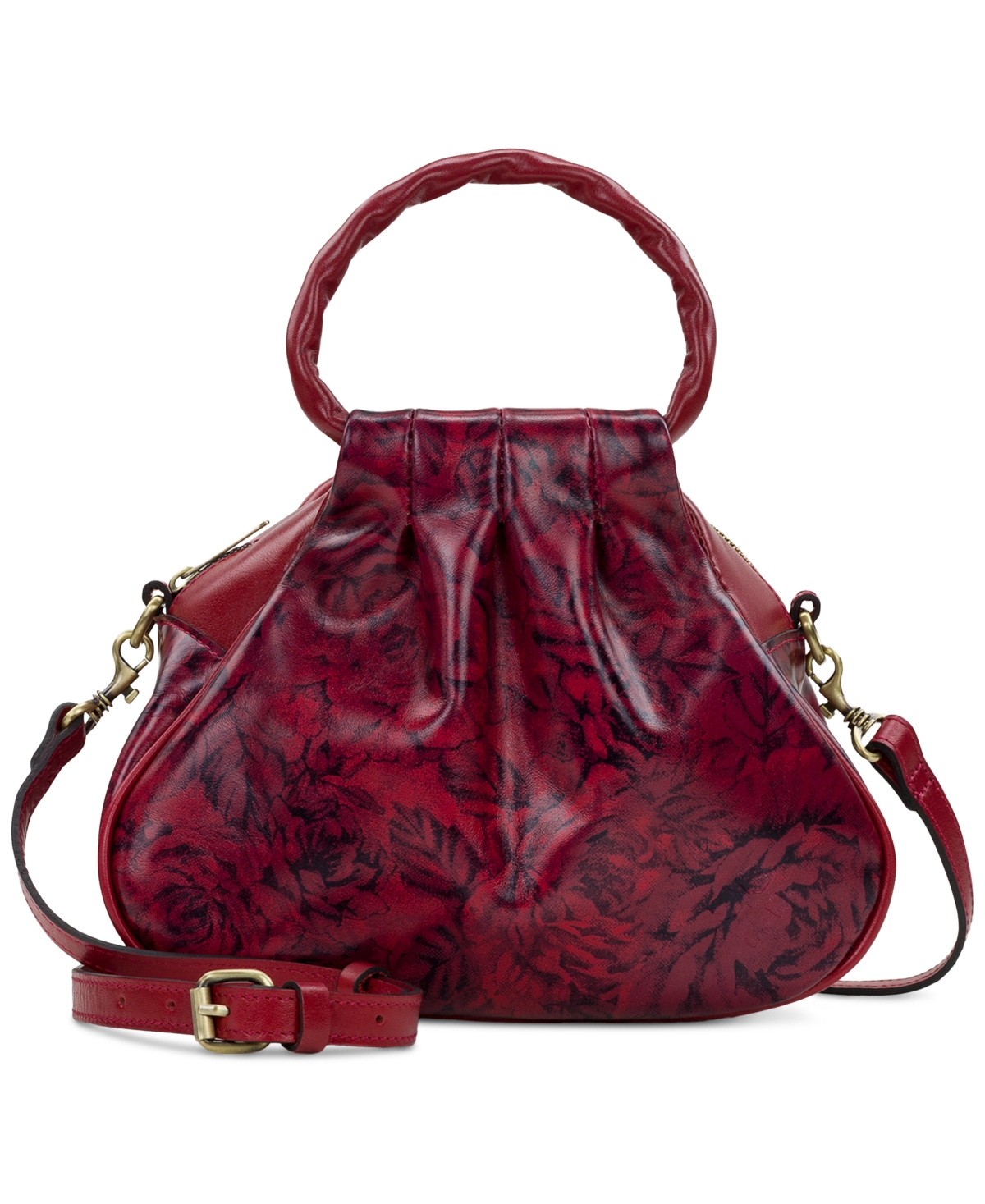 Patricia Nash Milburn Pleated Leather Crossbody In Etched Roses