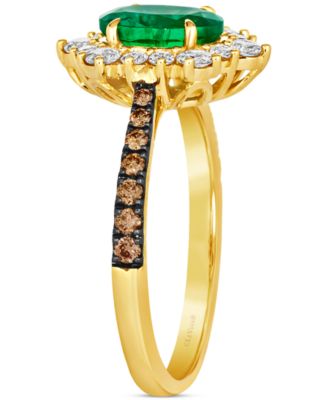 Costa Smeralda Emeralds (7/8 ct. t.w.) & Diamond (5/8 ct. t.w.) Halo Ring in 14k Gold