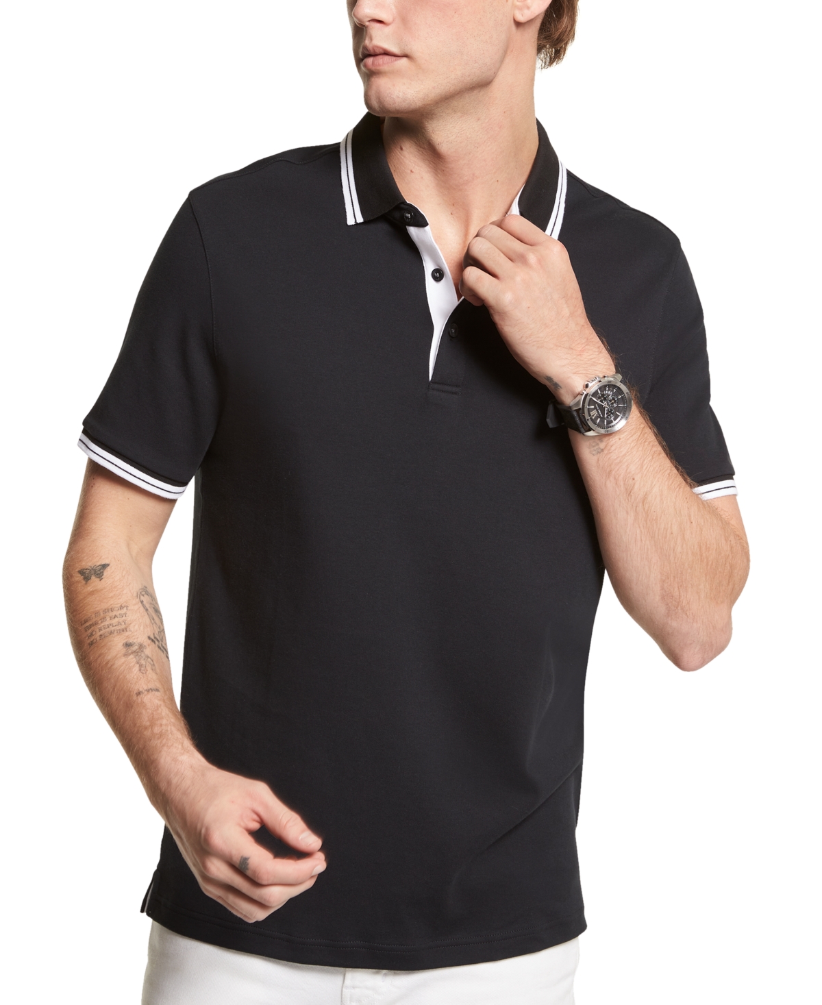 Shop Michael Kors Men's Greenwich Polo Shirt In Black