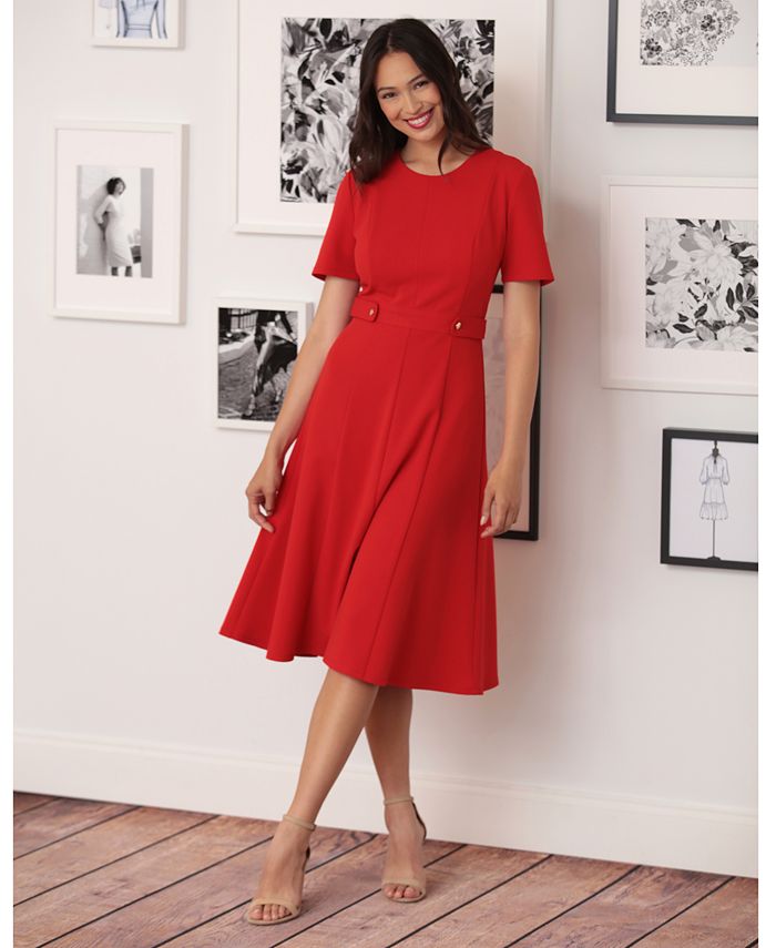 Petite Fit And Flare Midi Dress London Times Petite Fit Flare Scuba Crepe Midi  Dress Macy's
