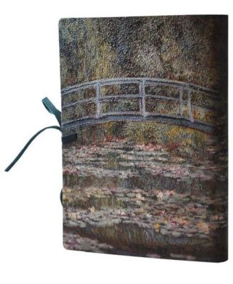 Monet Bridge over a Pond of Water Lilies Leather Journal with Suede Tie, 192 lined pages, 6" x 8" by DIARPELL