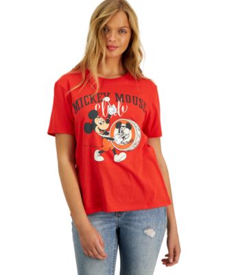 Disney - Juniors' Crew-Neck Mickey-Mouse-Drum-Graphic T-Shirt